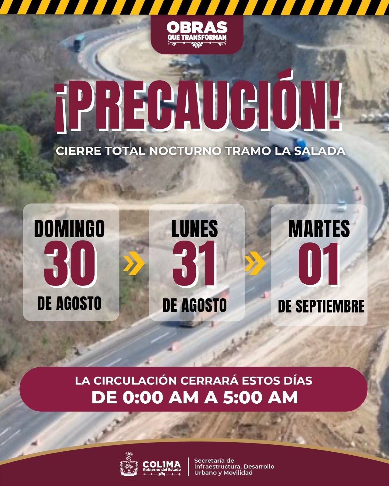 Cierre total nocturno en ‘La Salada’ este Domingo, Lunes y Martes: Alerta de Seidum Colima